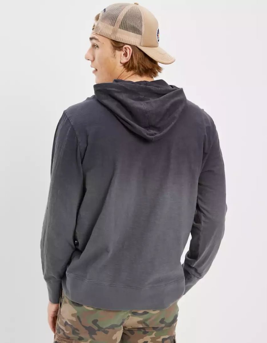 Sweat à Capuche American Eagle AE Super Soft Dip-Dye Grise Homme | YFX-24658199